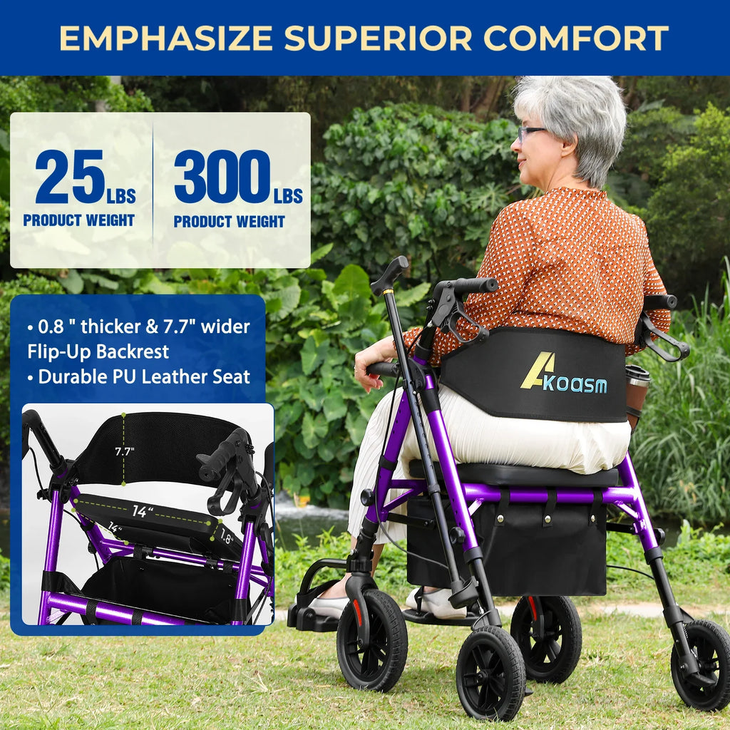 Rolling Walker Wheelchair Combo With Adjustable Seat And Handle