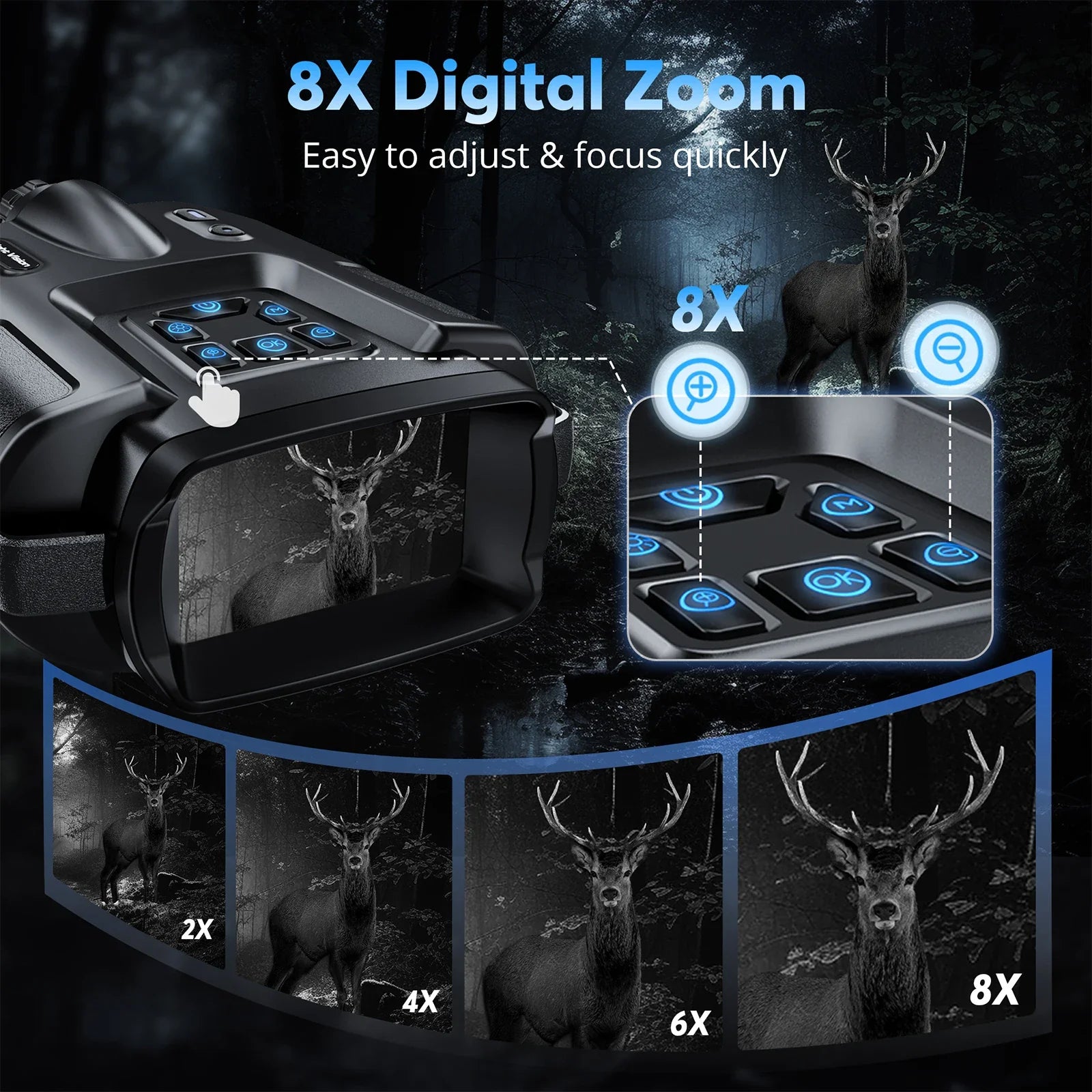 USB Rechargeable 4K Night Vision Binoculars Infrared
