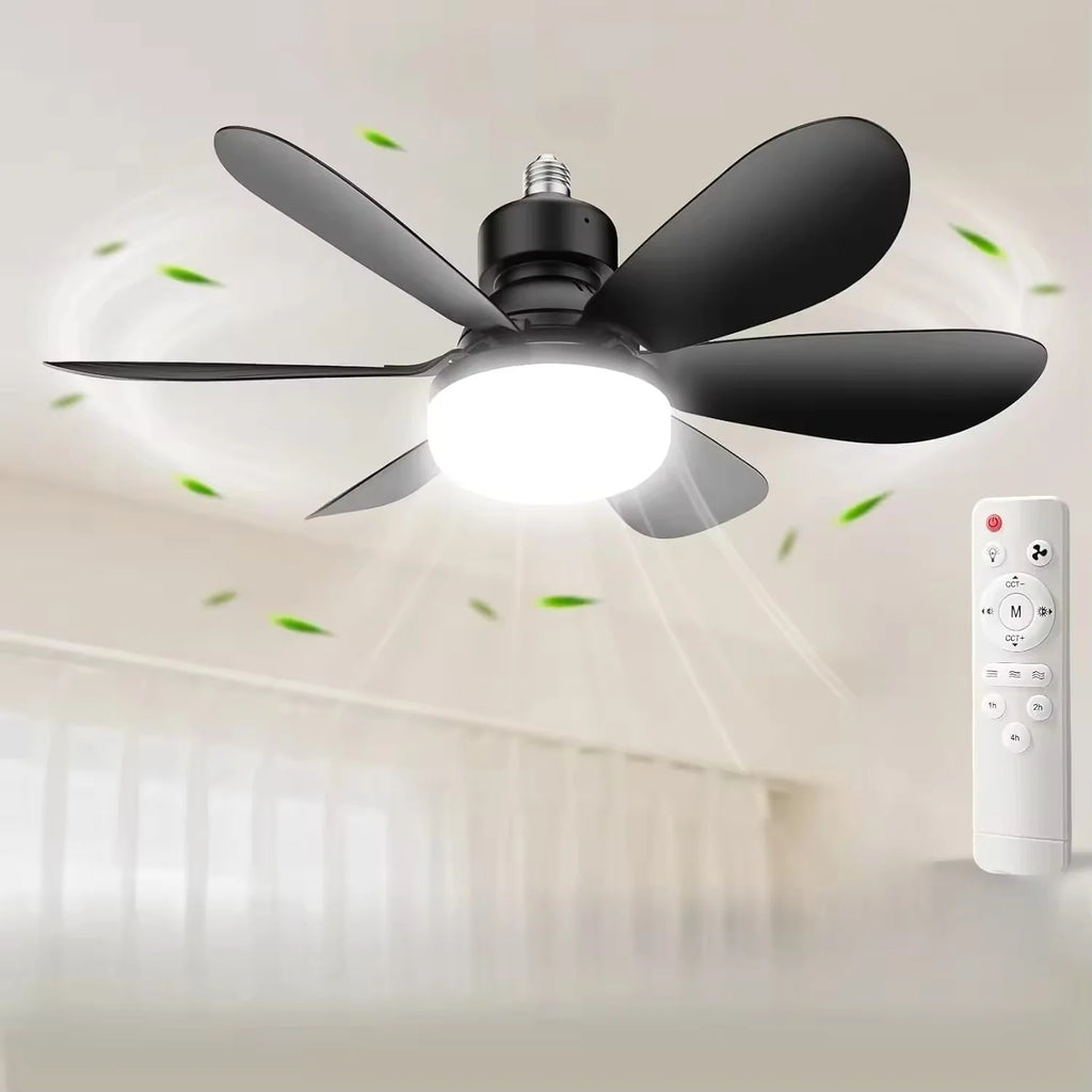 Ceiling Fan With Remote Control LED Light E27 Base