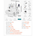 SucceBuy Serger Overlock Sewing Machine 1250 SPM 2-3-4 Thread