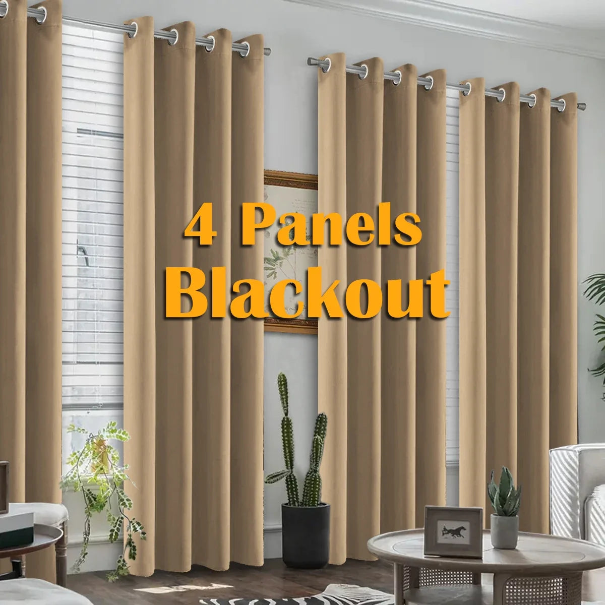 NONECN Blackout Curtains 4 Pack Heat Insulated Grommet For Bedroom Living Room
