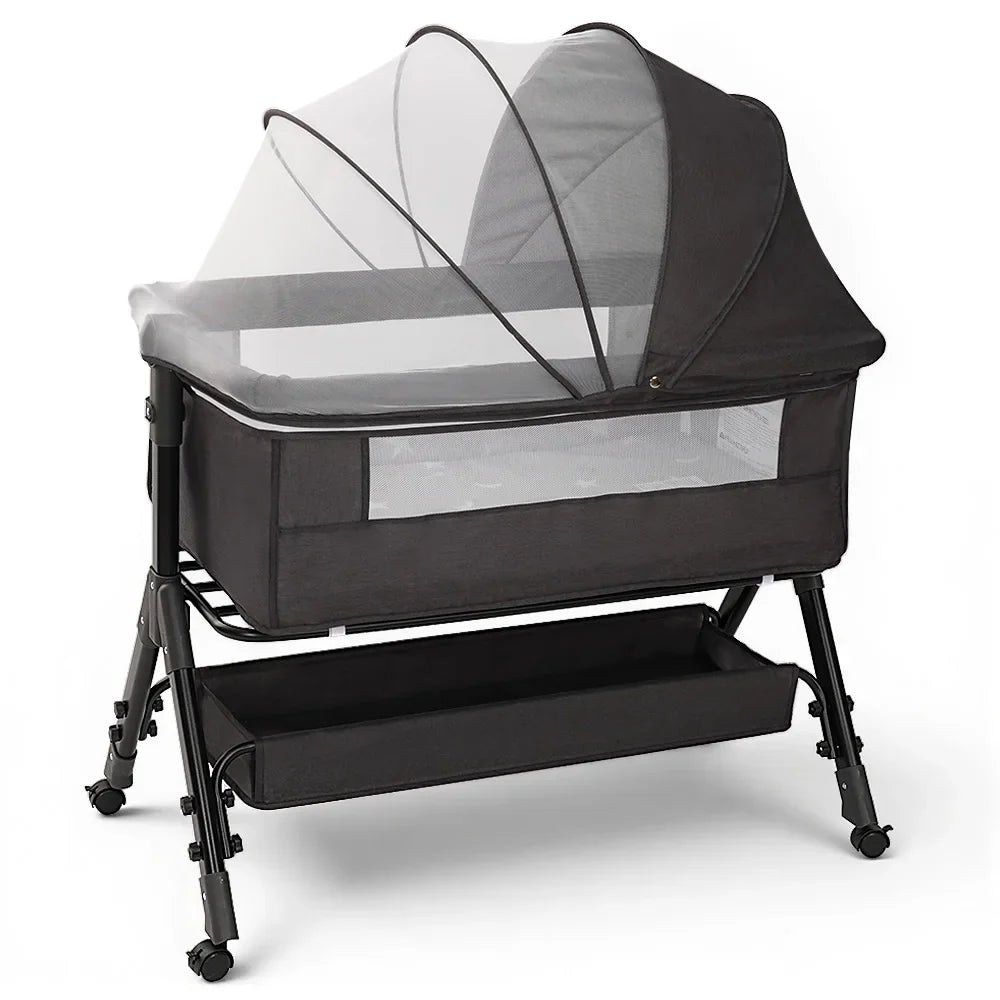 Portable Baby Bassinet Bedside Sleeper With 360 Degree Mesh Window