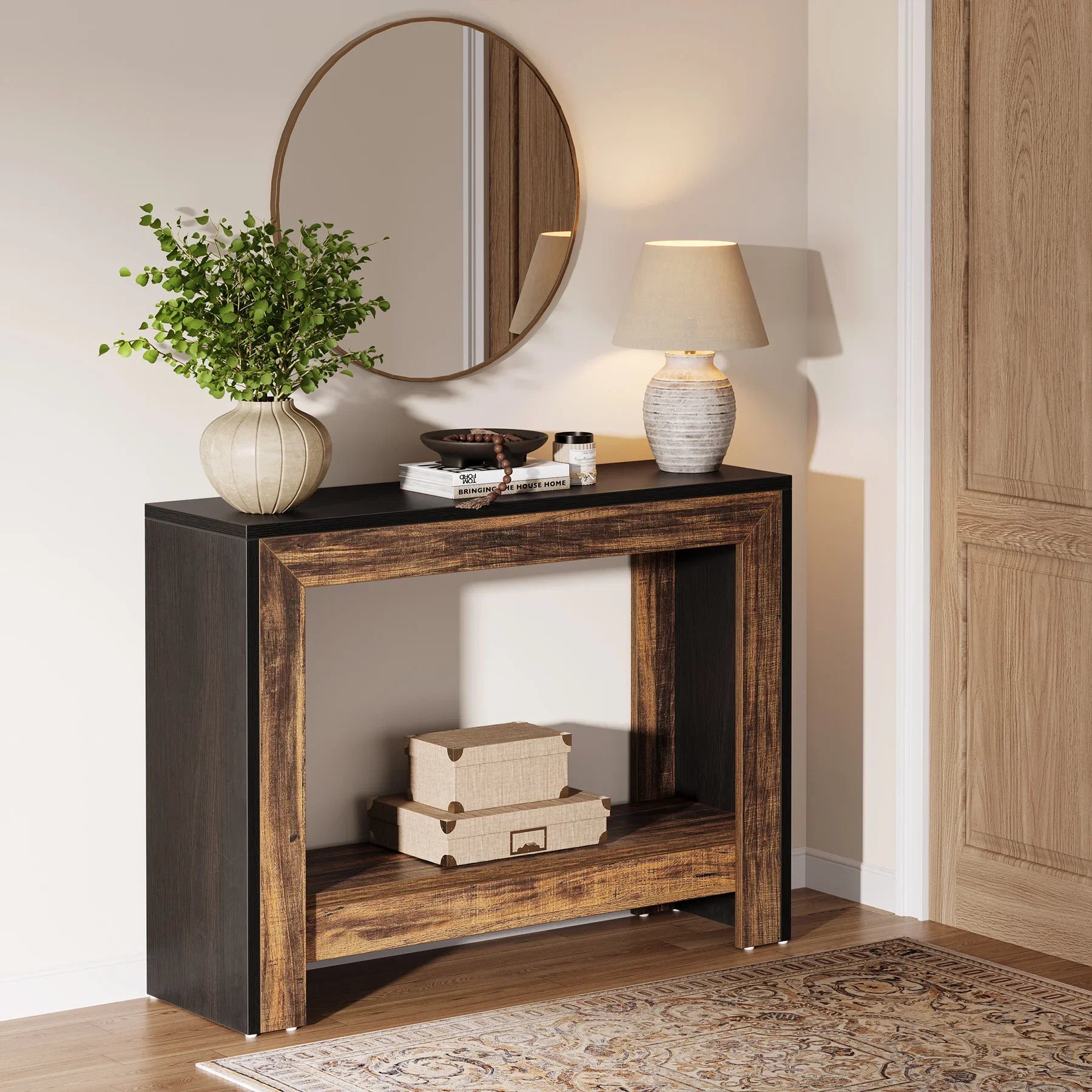 Tribesigns Rustic Wood Console Table With Storage Hallway Easy Assembly