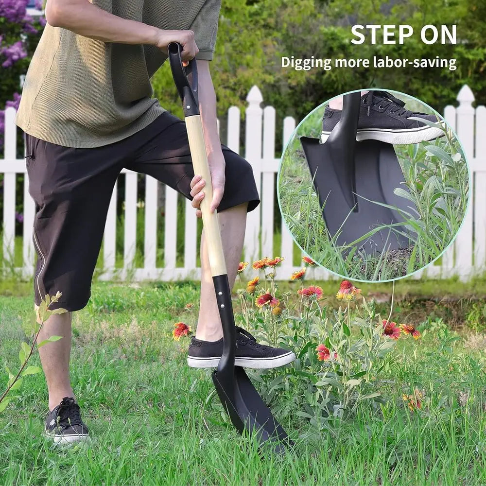 D-Handle Shovel With Steel Blade And Solid Wood Handle