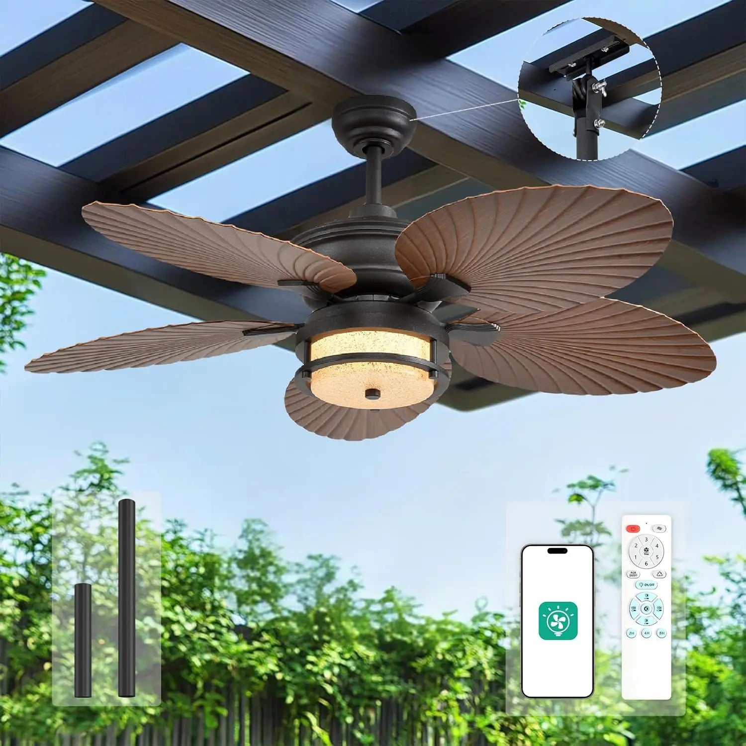 Orison Outdoor Ceiling Fan With Lights Dimmable LED 6 Speed