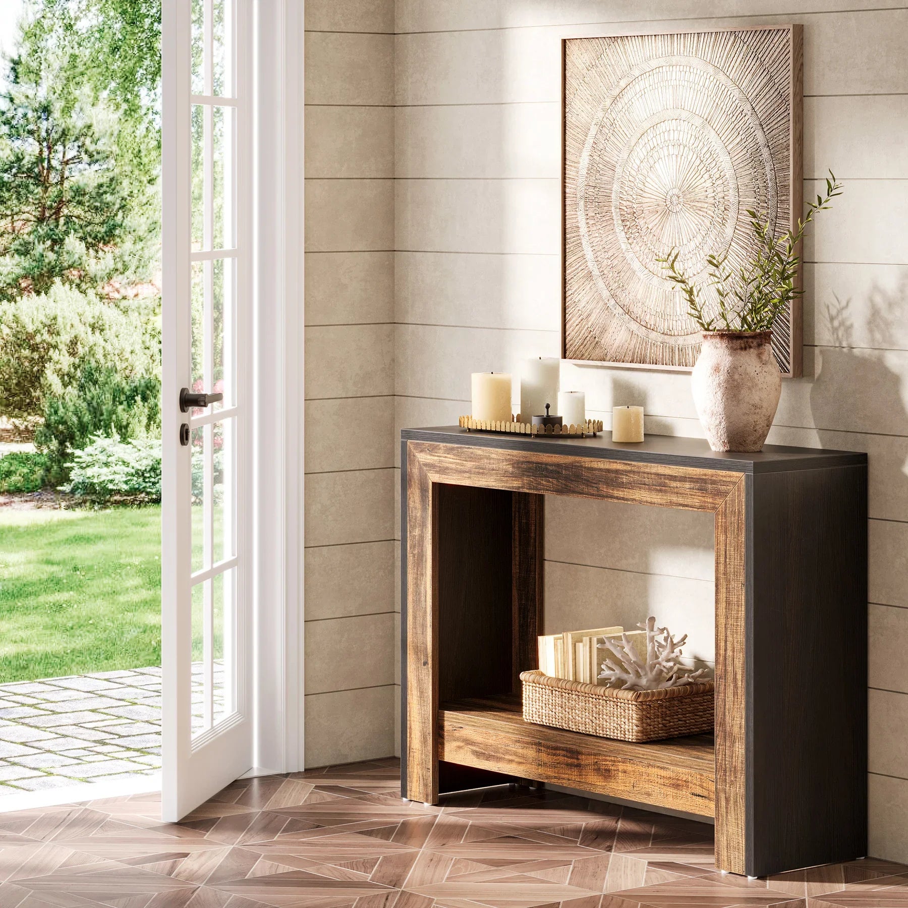 Tribesigns Rustic Wood Console Table With Storage Hallway Easy Assembly