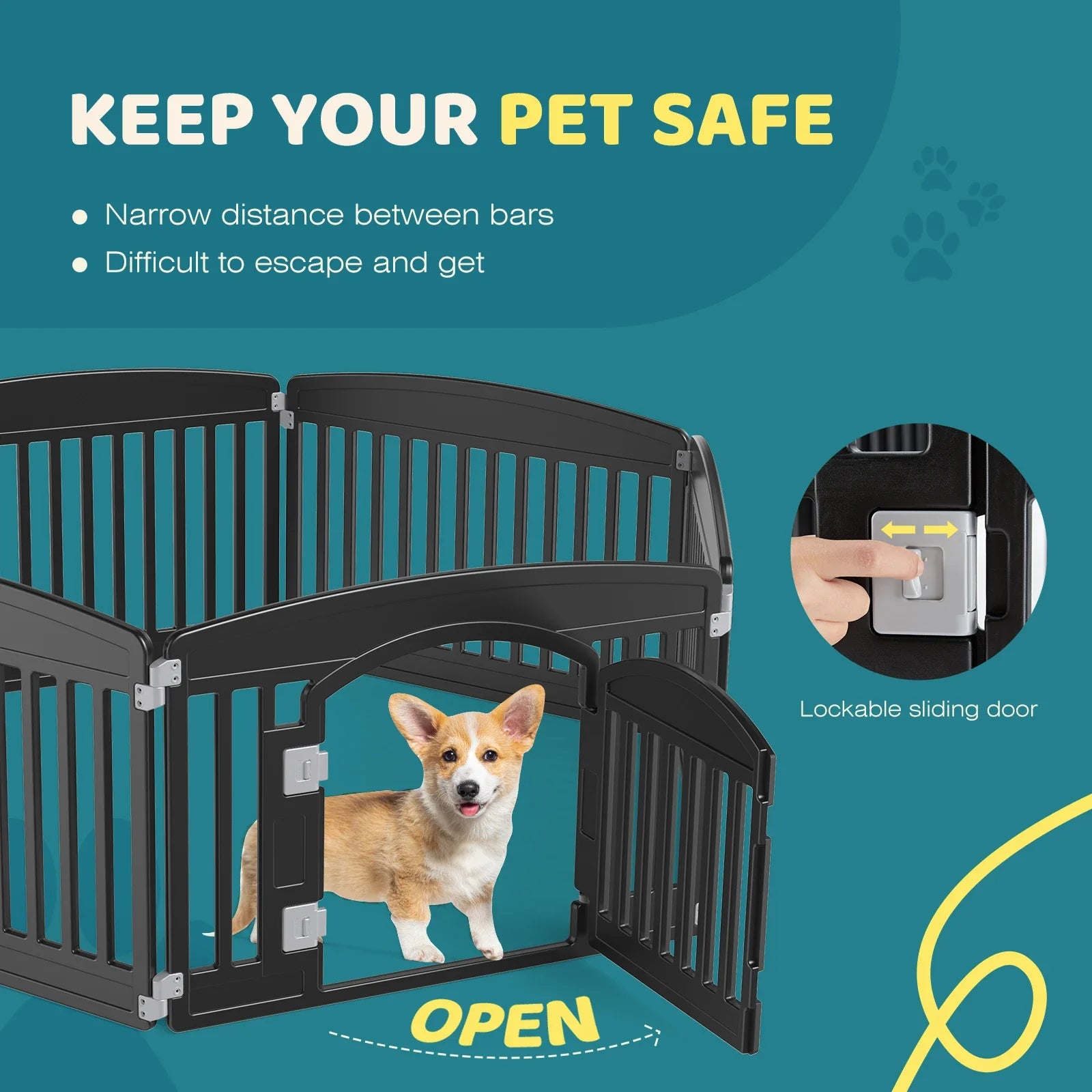 JHK Plastic Dog Playpen Expandable Pet Fence Indoor Outdoor