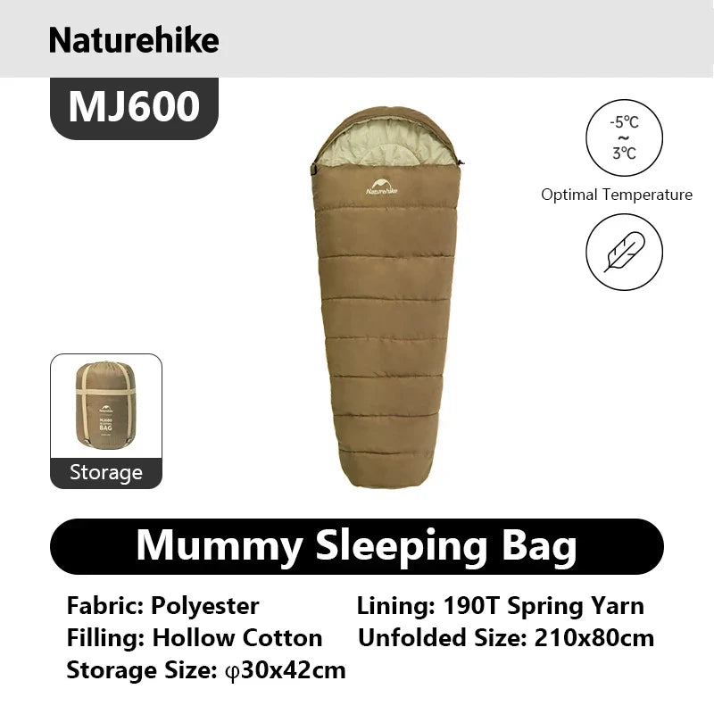 Naturehike Mummy Sleeping Bag MJ300 MJ600 Ultra Winter Warm Adults