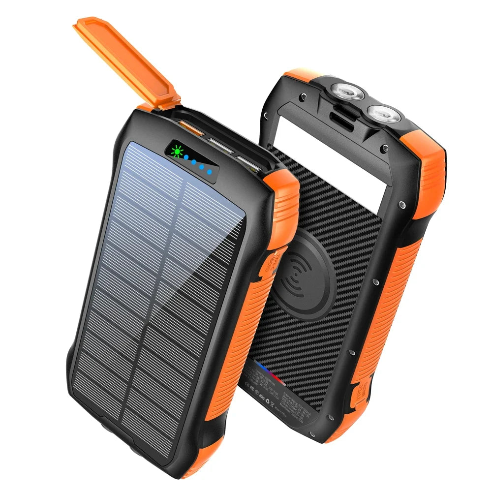 Solar Power Bank 33500mAh With 20W USBC PD Wireless Charging