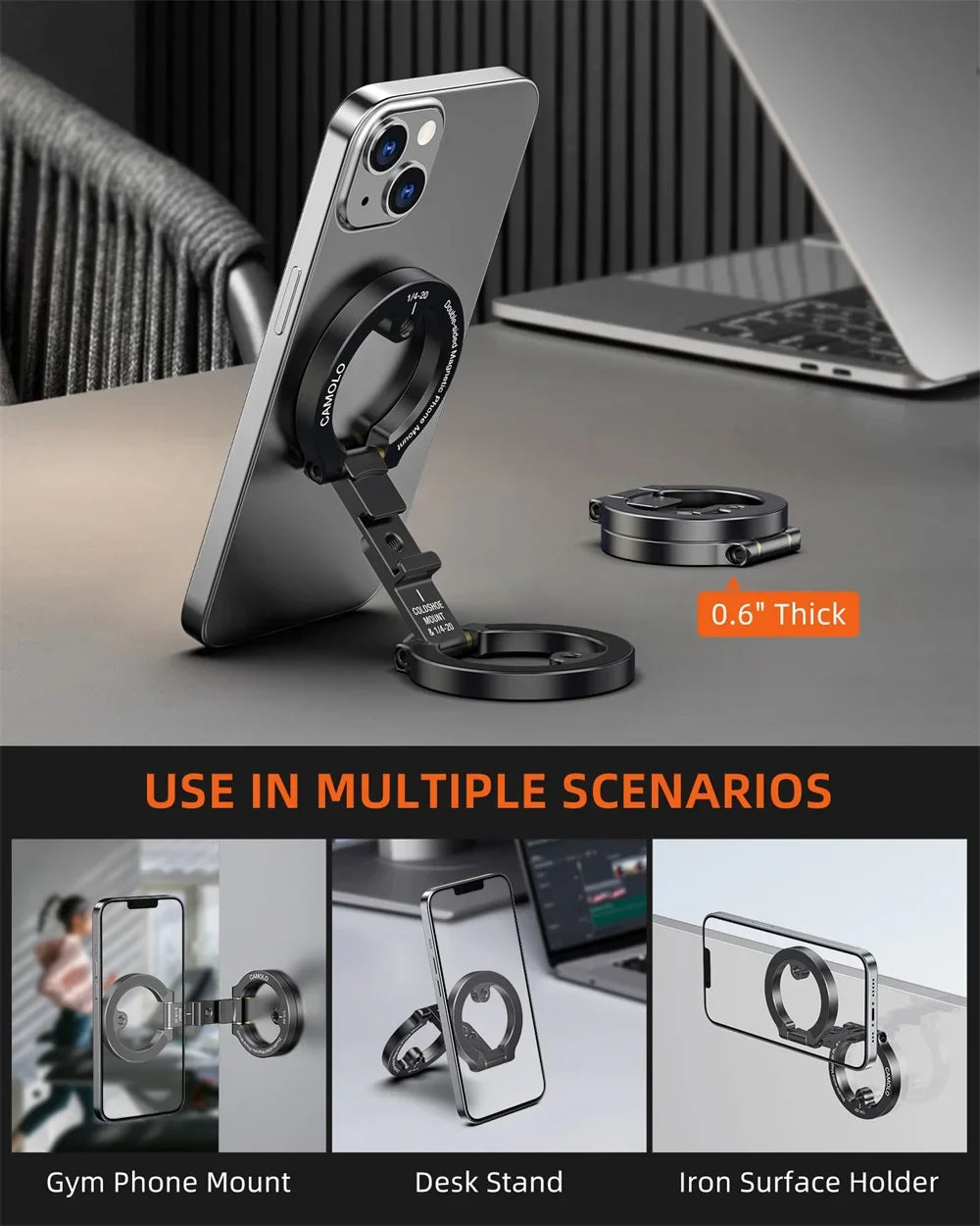 YELANGU Dual Magnetic Phone Holder for Travel and Tripod