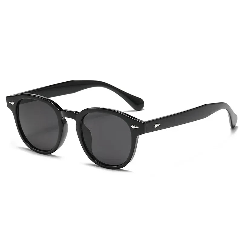 Retro Round Sunglasses Rivet Design UV400 Leopard Print