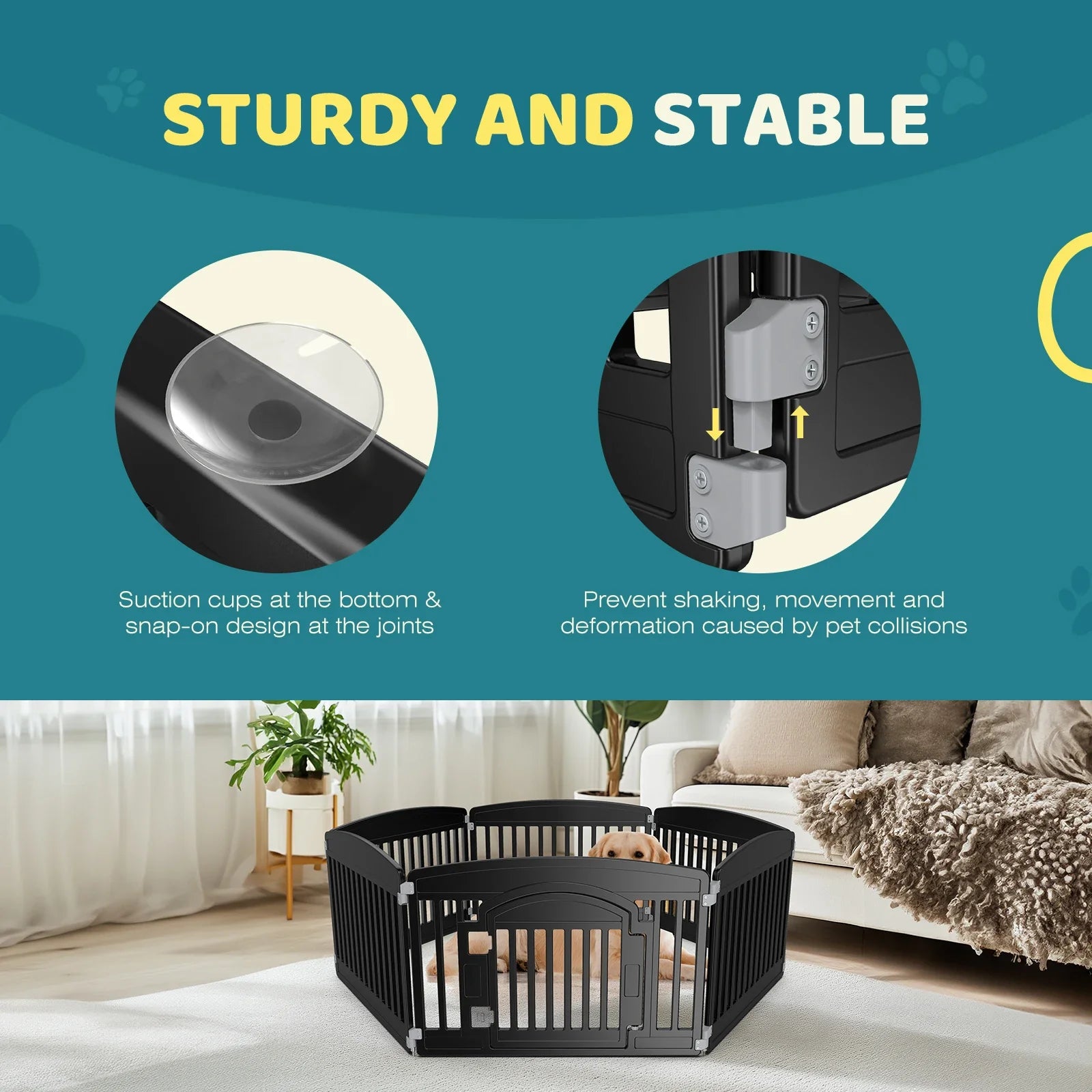 JHK Plastic Dog Playpen Expandable Pet Fence Indoor Outdoor