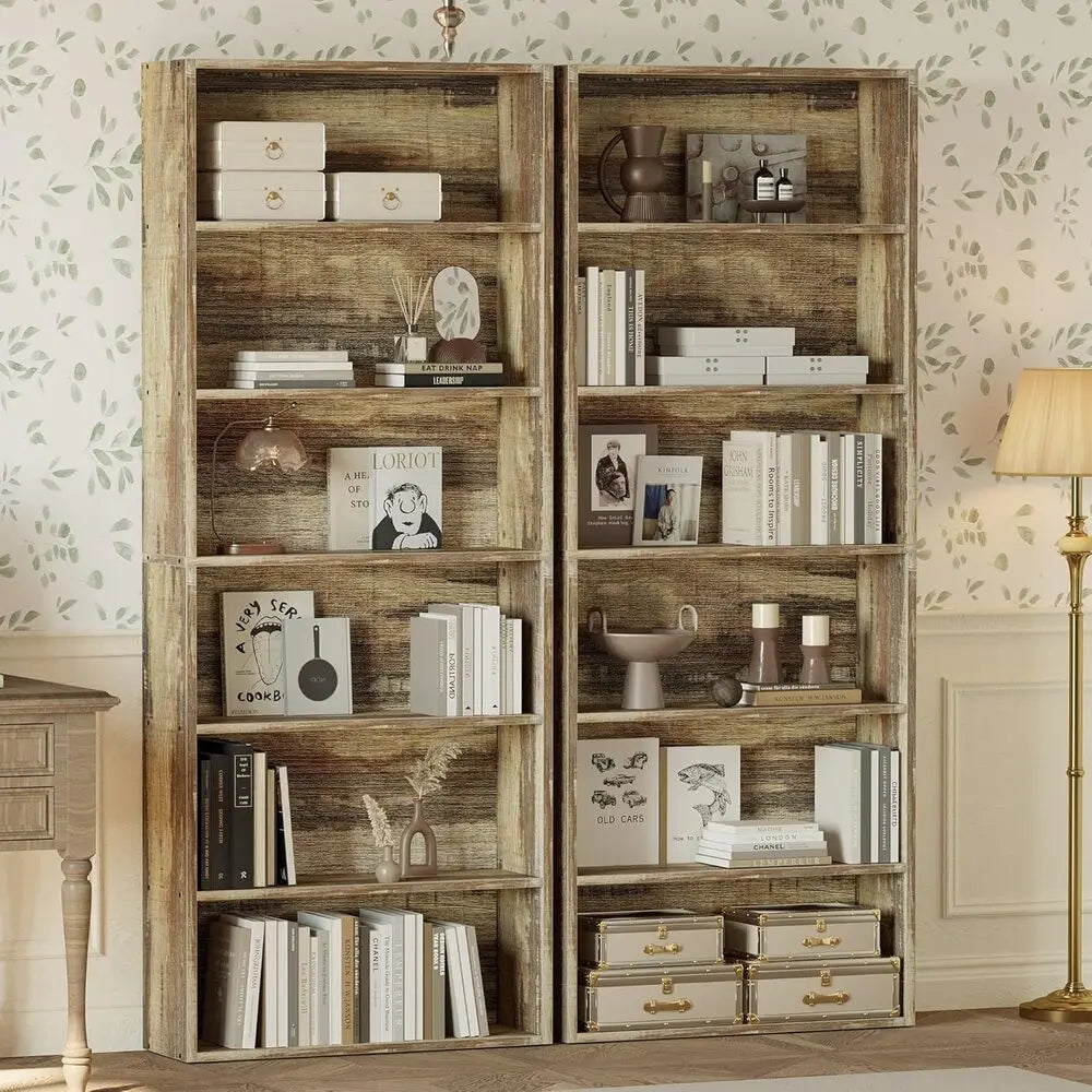 IRONCK Set of 2 Floor Standing 6 Tier Sturdy Bookcases