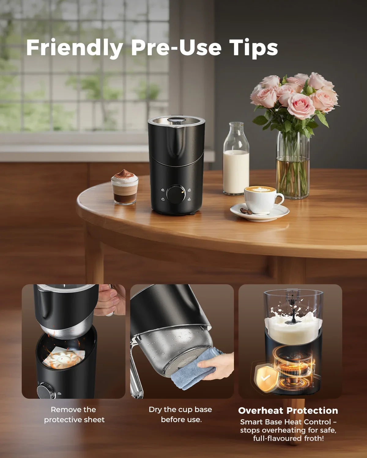 UHOST Premium Multifunction Milk Frother Steamer 8 In 1