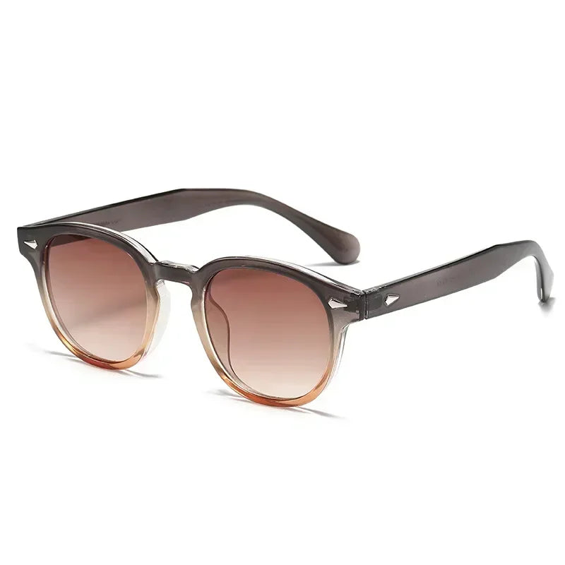 Retro Round Sunglasses Rivet Design UV400 Leopard Print