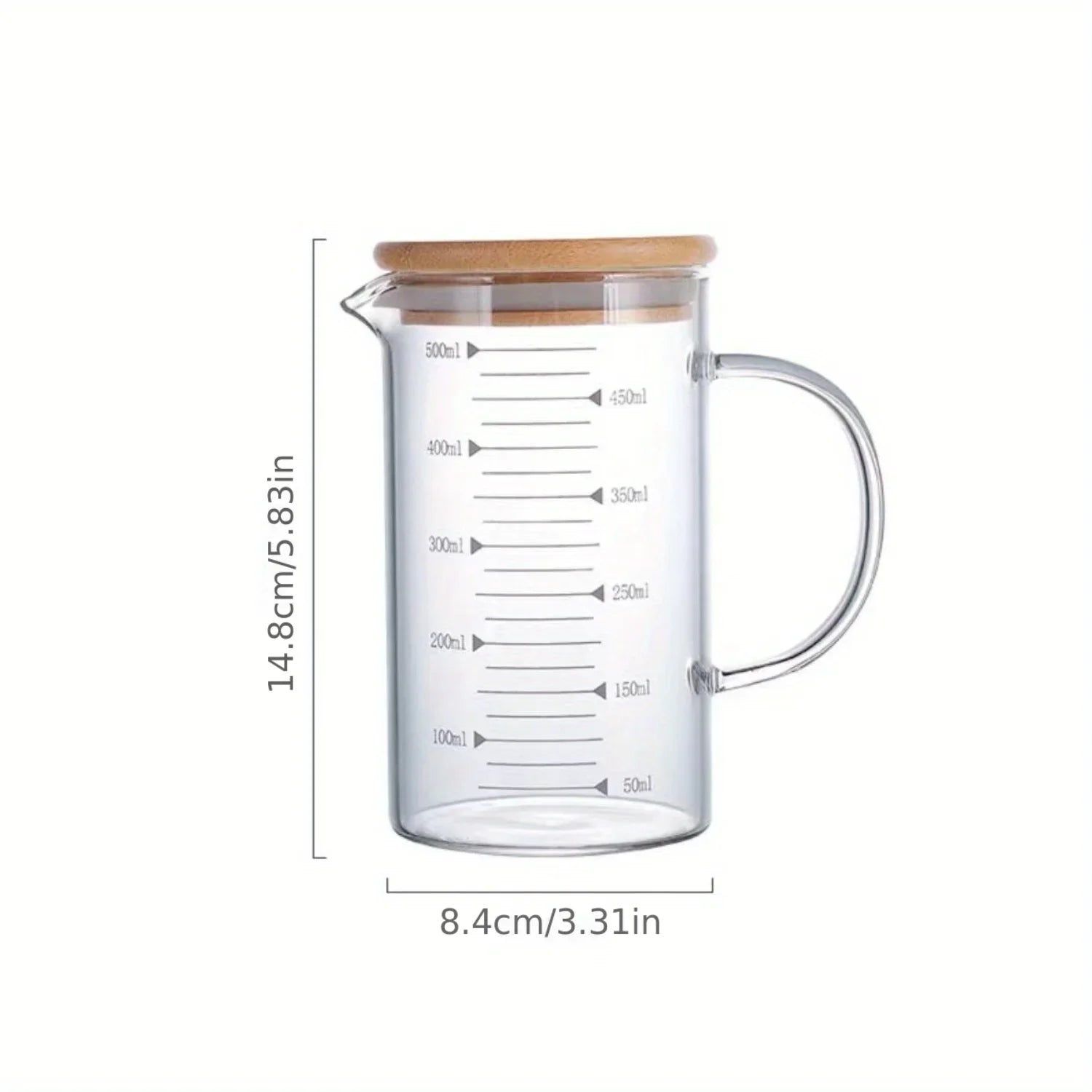Glass Measuring Cup Jug With Lid And Insulated Handle