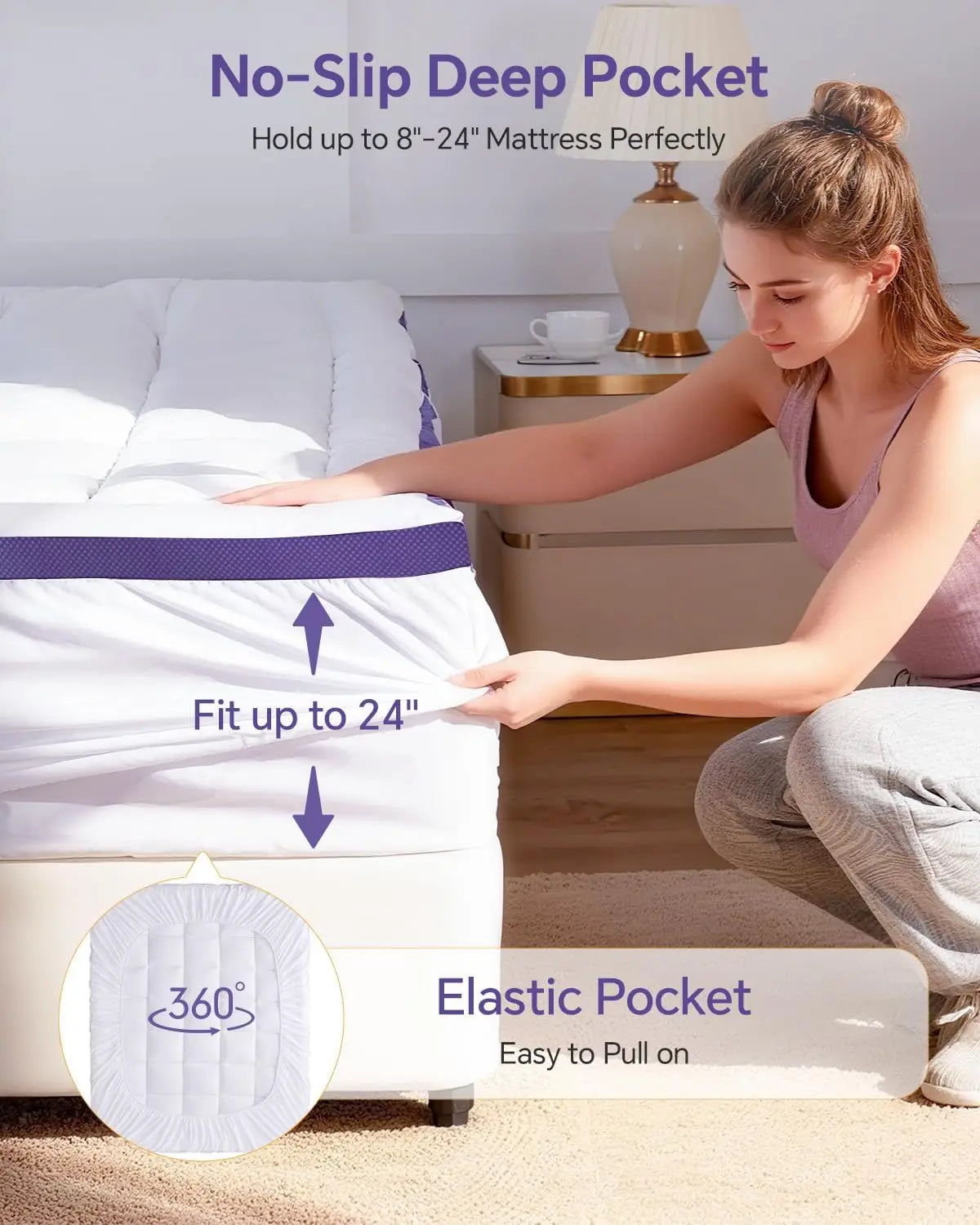 Dual-Layer Memory Foam Mattress Topper With Cooling Gel Pillow Top