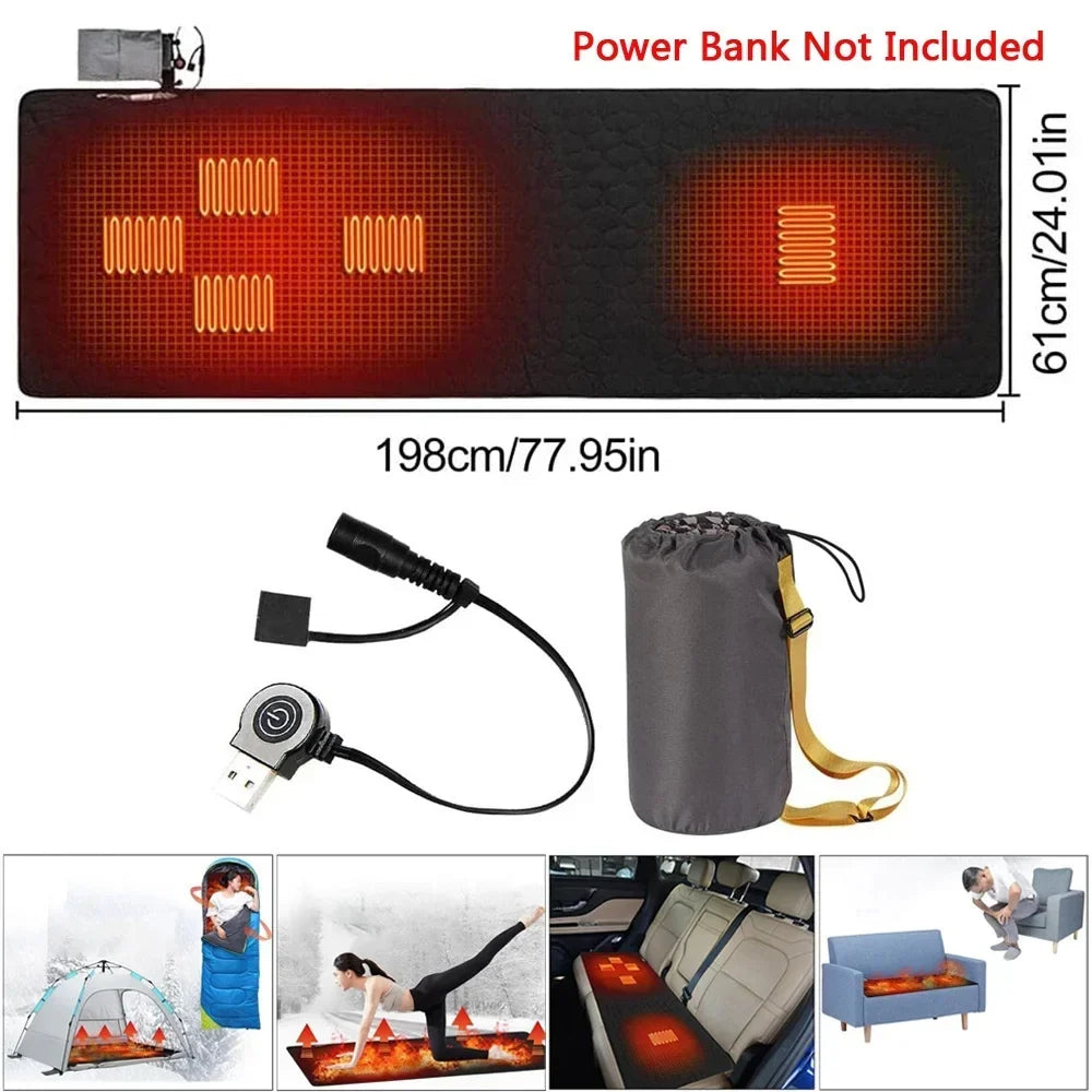 NONECN Outdoor USB Heated Sleeping Pad With 5 Heating Zones