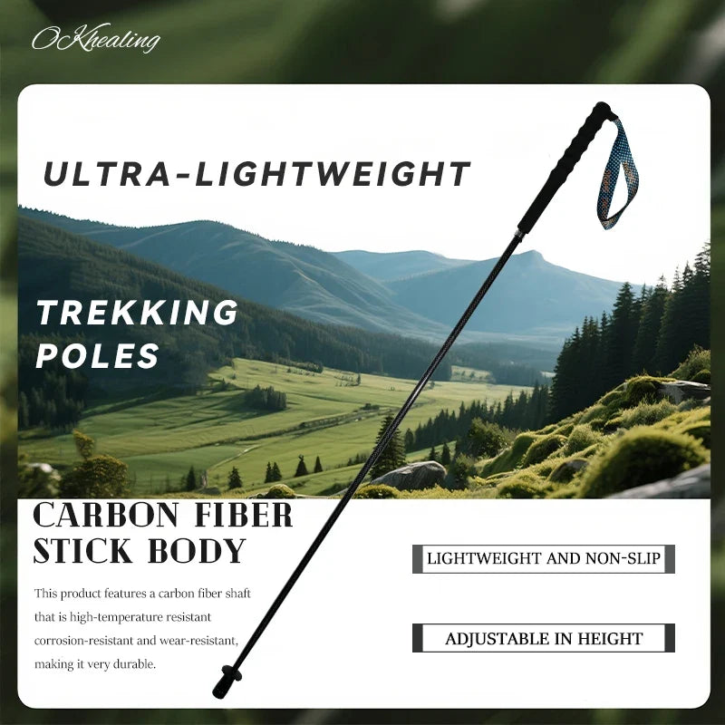 OKHEALINGCN Carbon Fiber Hiking Poles Telescopic 2 Pack Lightweight