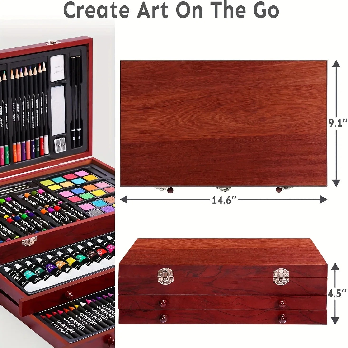 146 Piece Luxury Art Kit for Professionals With Crayons Pencils