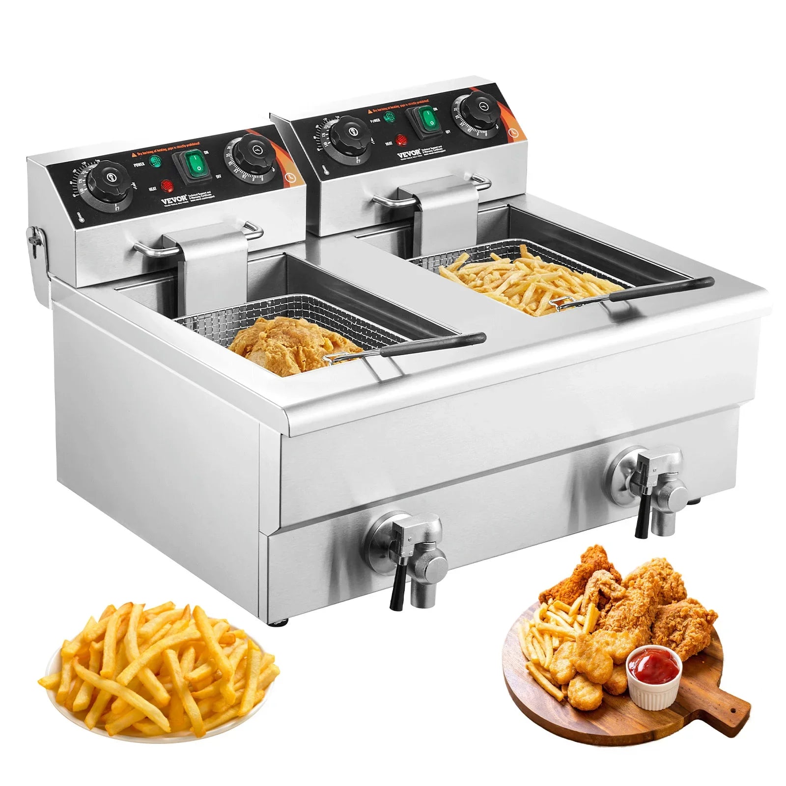 SucceBuy Electric Deep Fryer With Dual Removable Tanks