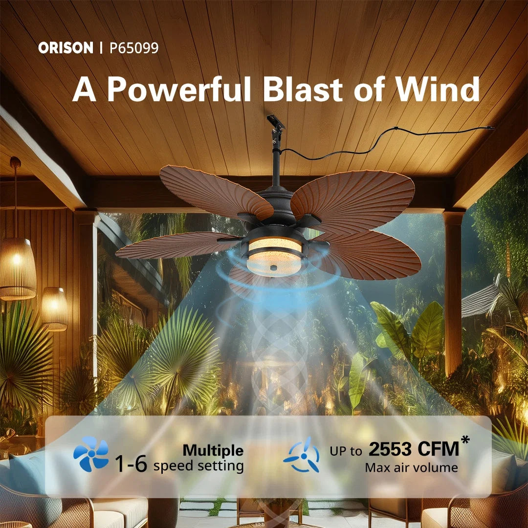 Orison Outdoor Ceiling Fan With Lights Dimmable LED 6 Speed