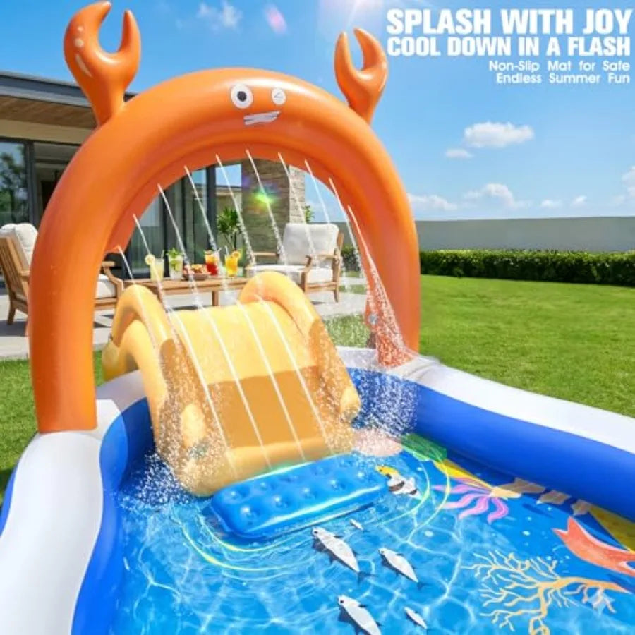 Backyard Toddler Pool With Water Slide Sprinkler Inflatable Play Center