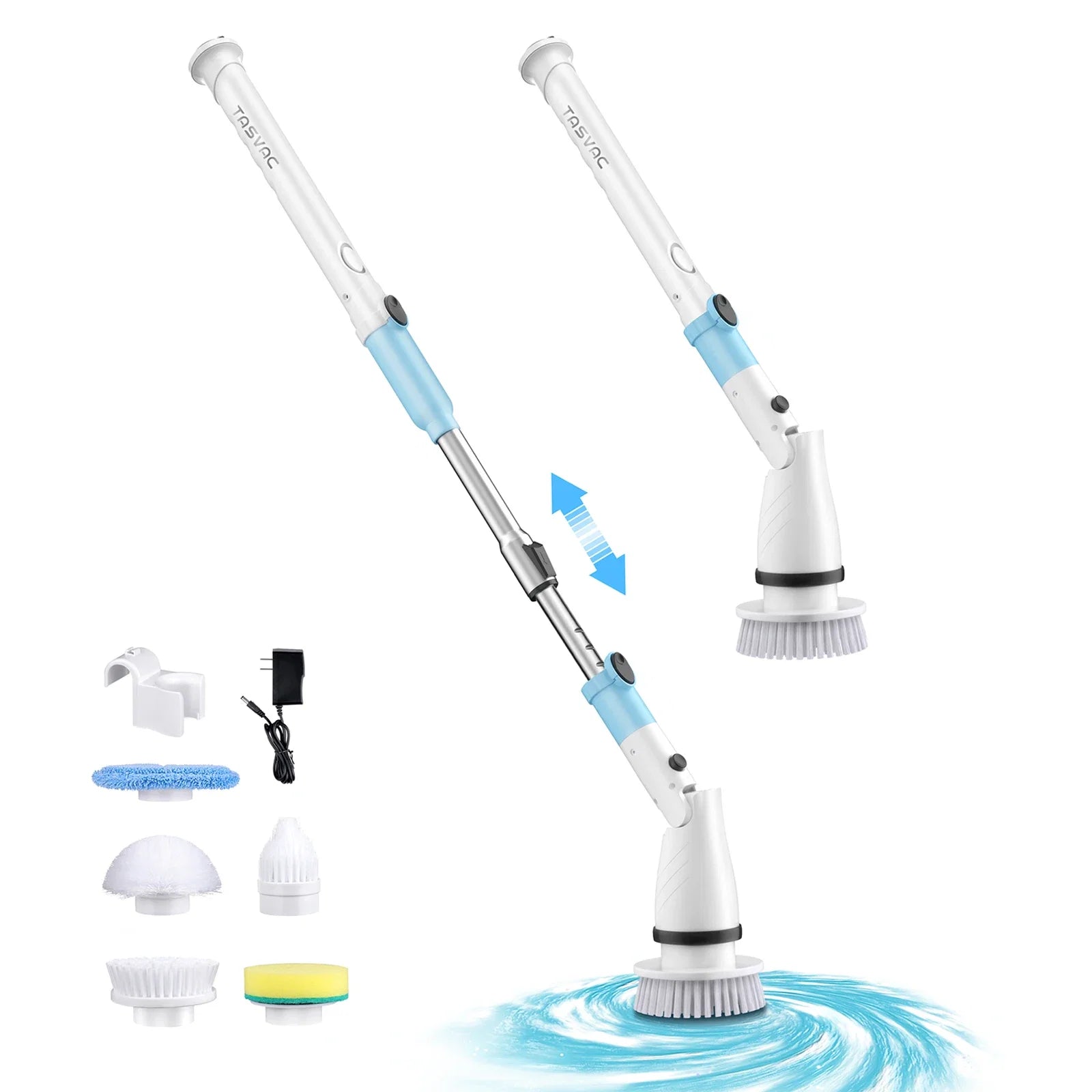 INSE Cordless Spin Scrubber 450RPM With 5 Replaceable Brushes