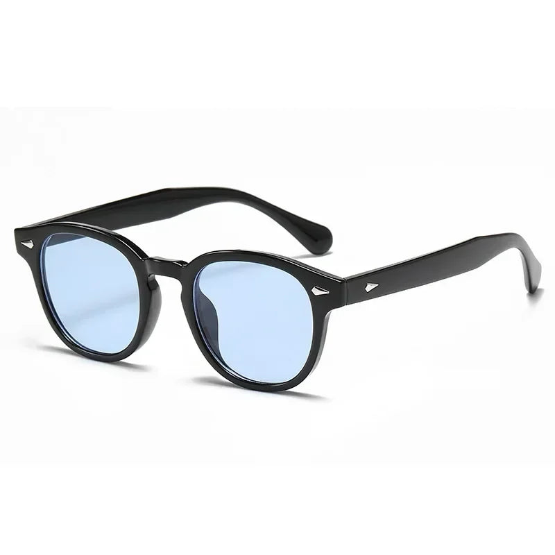 Retro Round Sunglasses Rivet Design UV400 Leopard Print