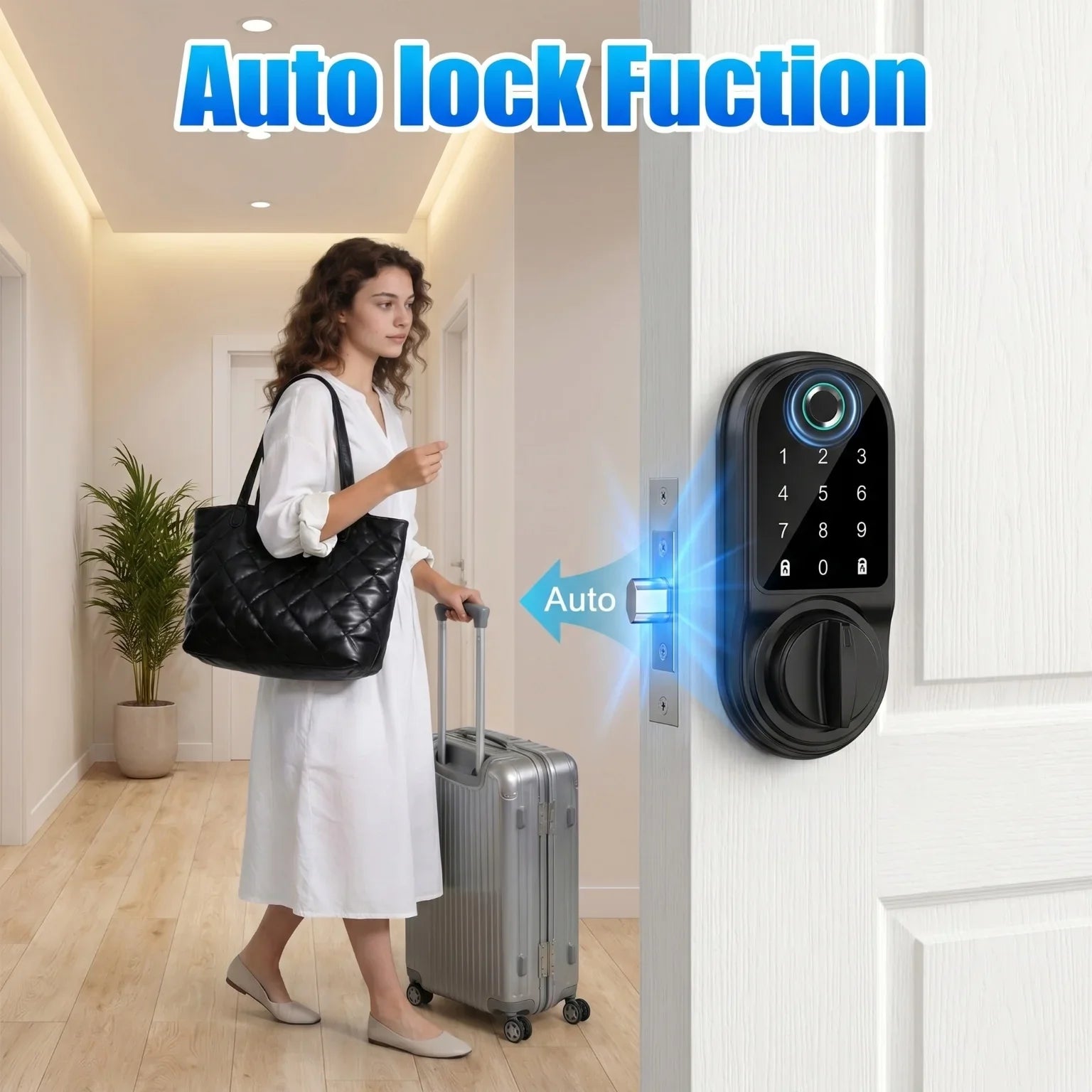 Bluetooth Smart Deadbolt Lock With Fingerprint And Keyless Entry