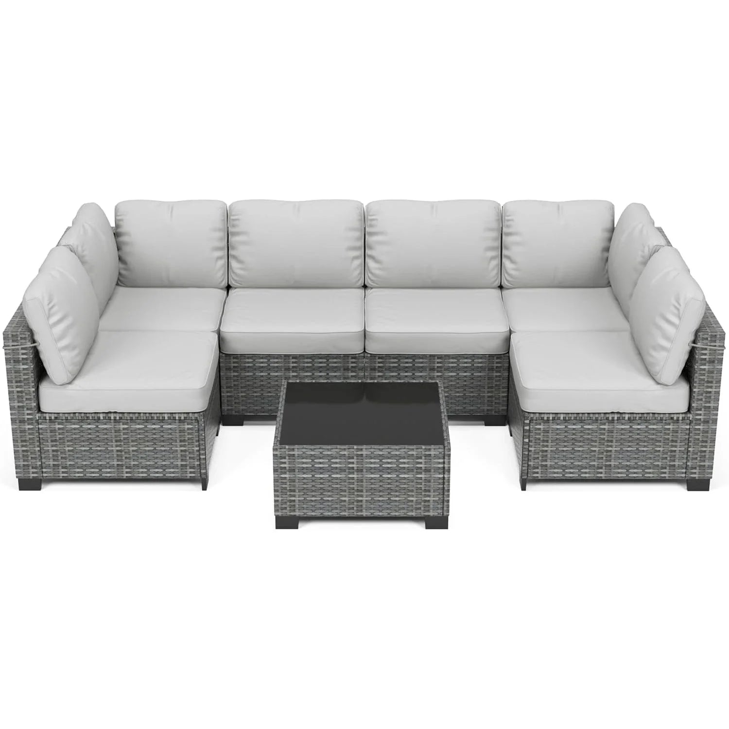 HobbyLane 7 Piece Modular Outdoor Furniture Set PE Rattan Wicker Garden