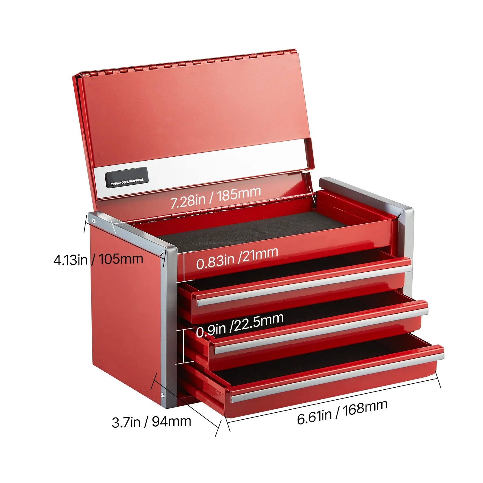 SucceBuy 3 Drawer Metal Tool Box With Ball Bearing Slides