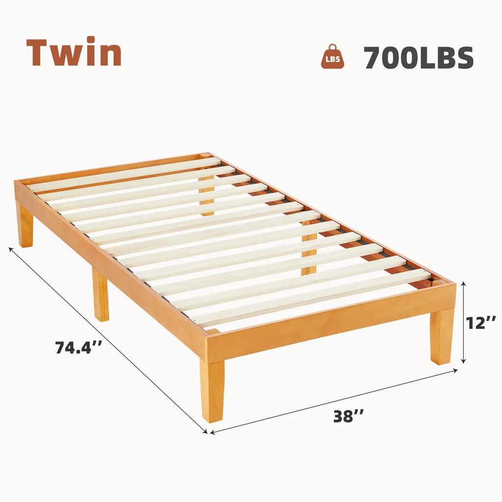 JHK Solid Wood Bed Frame With Slat Support Easy Assembly