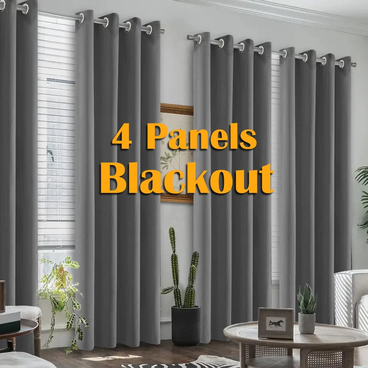 NONECN Blackout Curtains 4 Pack Heat Insulated Grommet For Bedroom Living Room