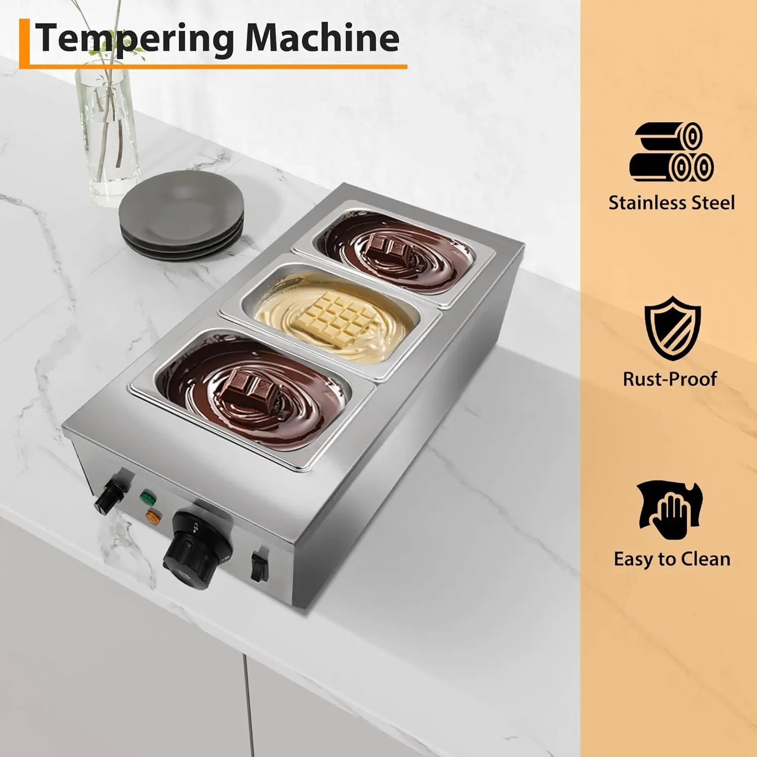 HiMISS 2-Tank Chocolate Melting Machine With Tempering System