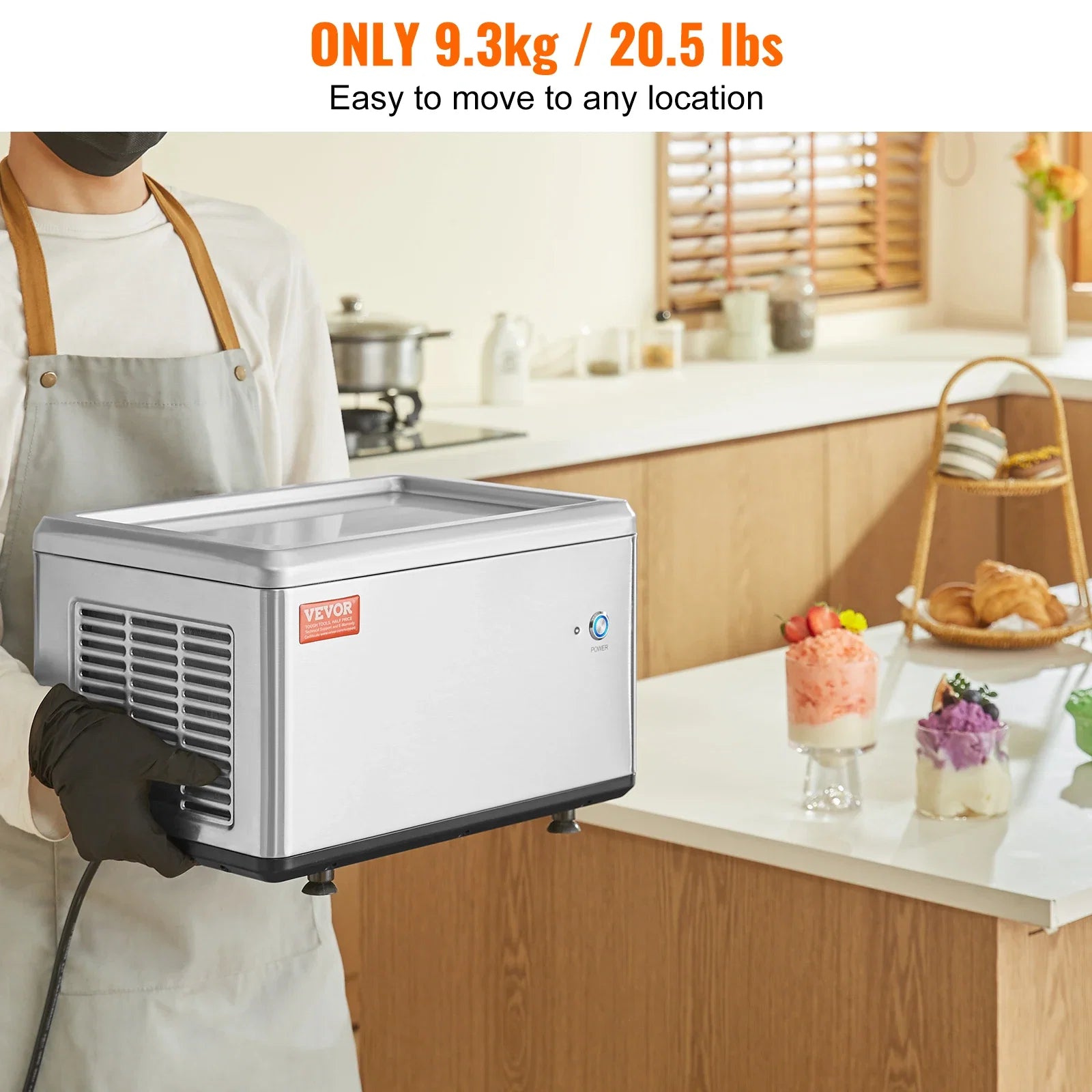 SucceBuy Fried Ice Cream Roll Machine Stainless Steel Rolled Maker