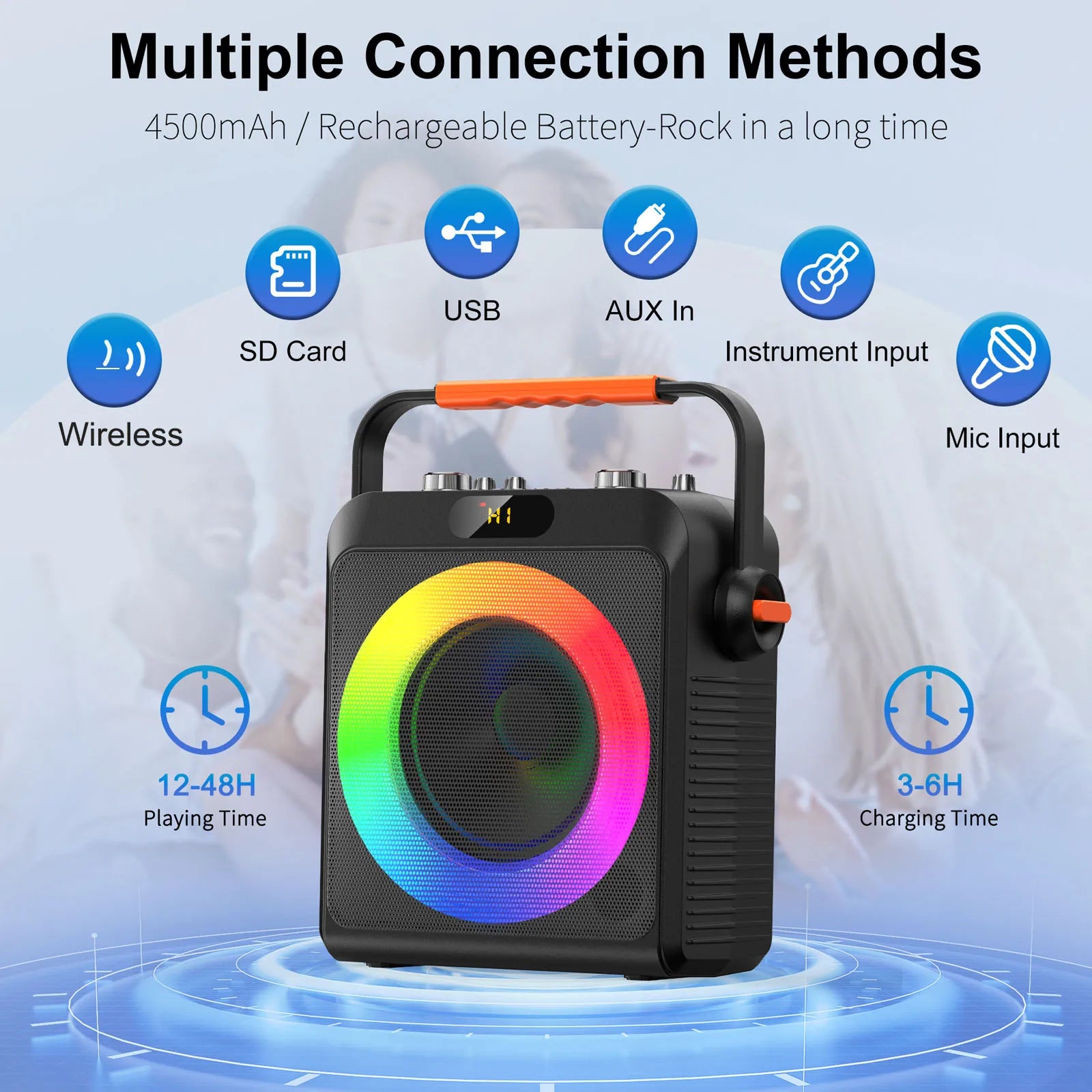 FanFun 2 Wireless Microphones Karaoke Machine T19T Pro
