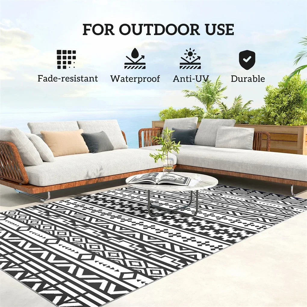 Waterproof Outdoor Rug For Camping And Backyard Reversible Polypropylene Mat