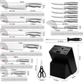 Stainless Steel Kitchen Knife Set With Block Sharpener Scissors