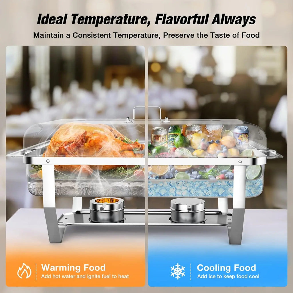 Stainless Steel Buffet Chafing Dish Set With Lids For Catering