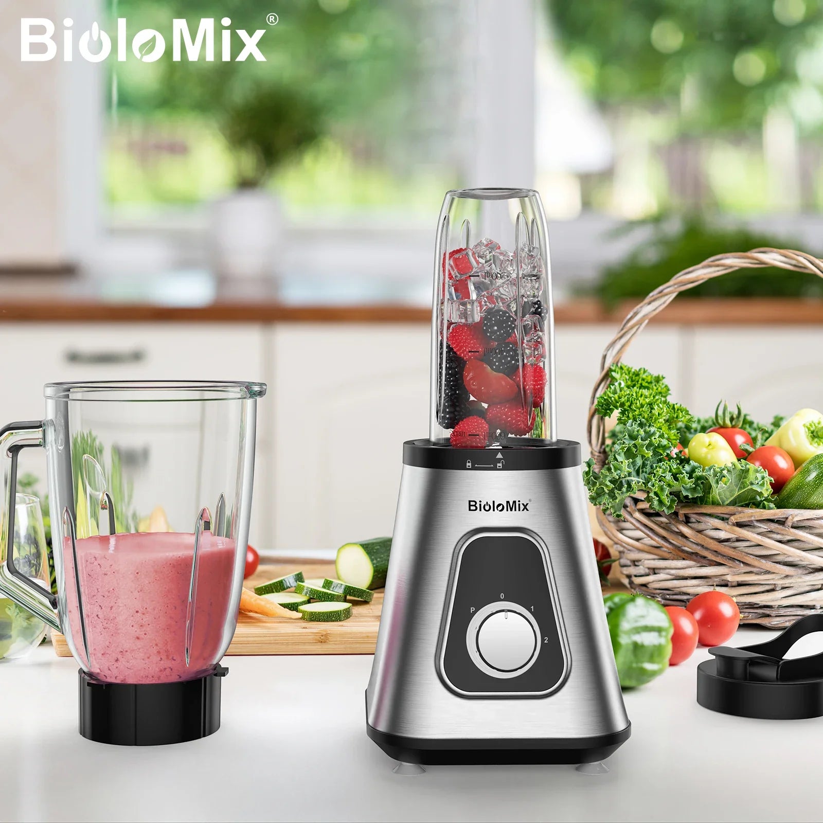 Biolomix 1300W Smoothie Blender For Frozen Fruit Drinks And Sauces