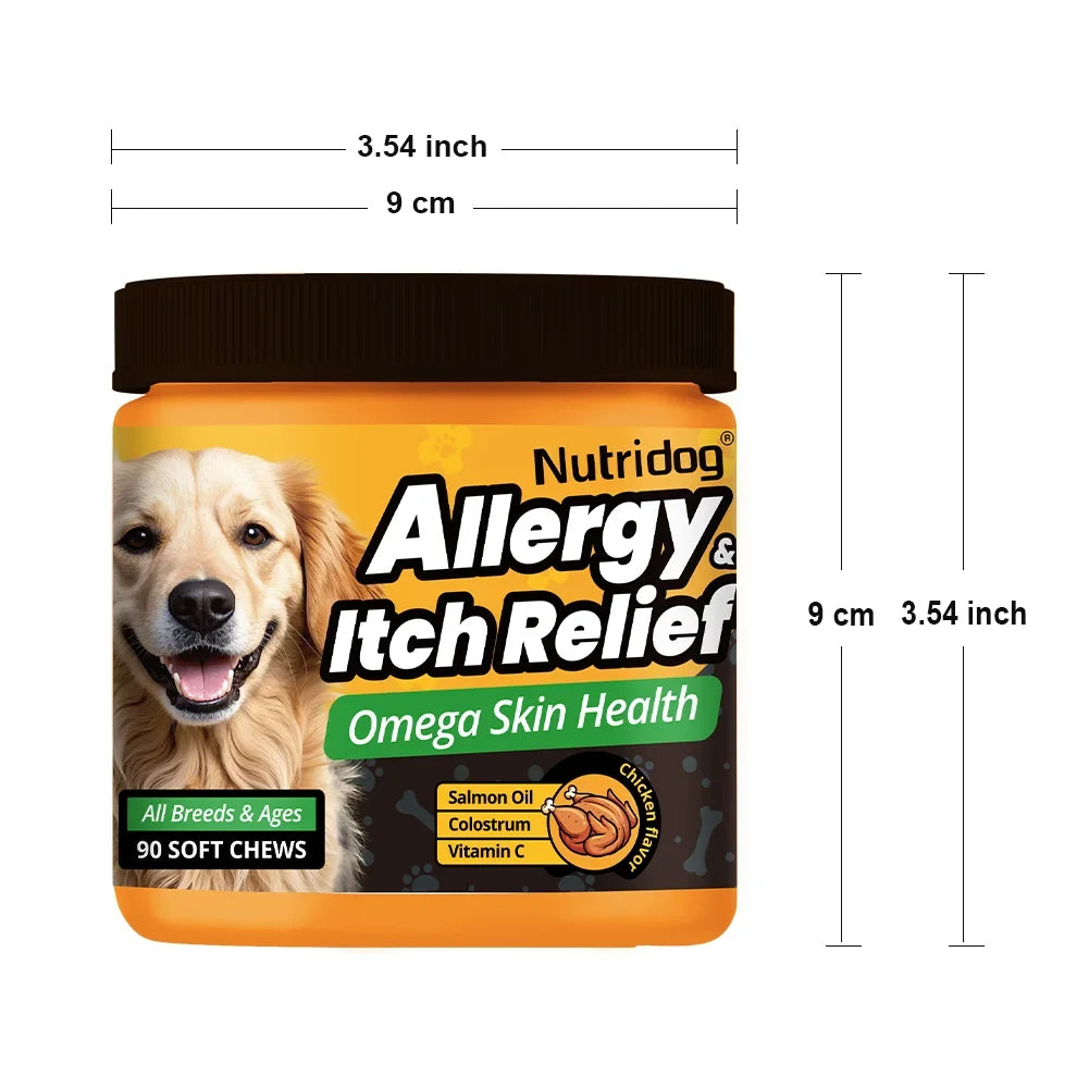 Nutridog Allergy Relief Dog Chews Omega 3 Vitamin C Support