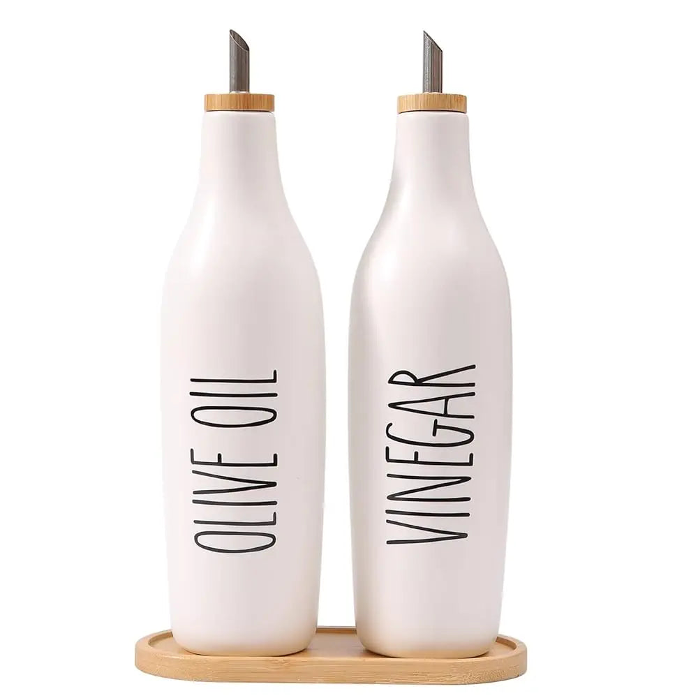 BONJEAN Olive Oil And Vinegar Dispenser Set Ceramic