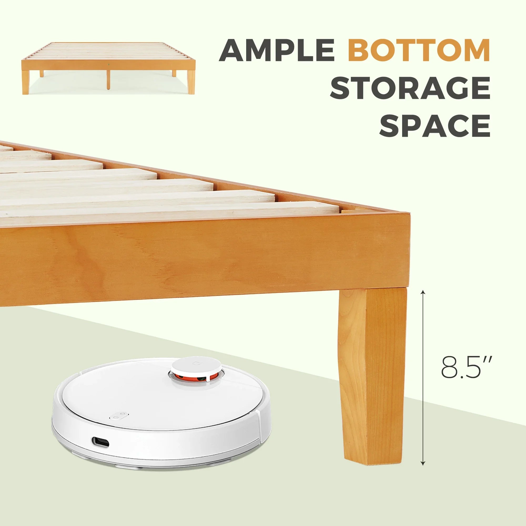 JHK Solid Wood Bed Frame With Slat Support Easy Assembly