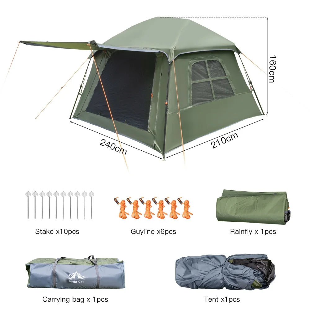 Night Cat Dark Room 4 Person Pop Up Tent Waterproof