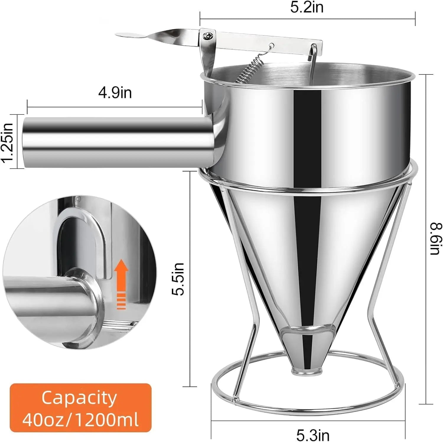 Pancake Batter Dispenser With 4 Nozzles Multi Caliber Stainless Steel Stand