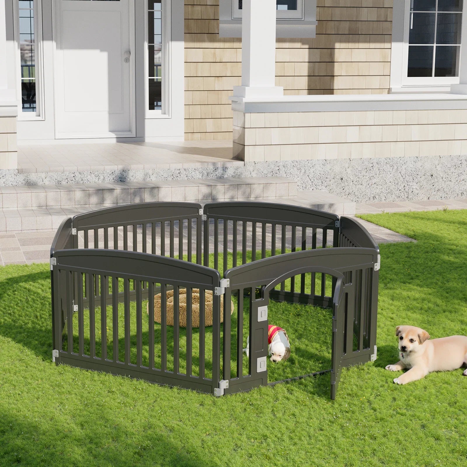 JHK Plastic Dog Playpen Expandable Pet Fence Indoor Outdoor