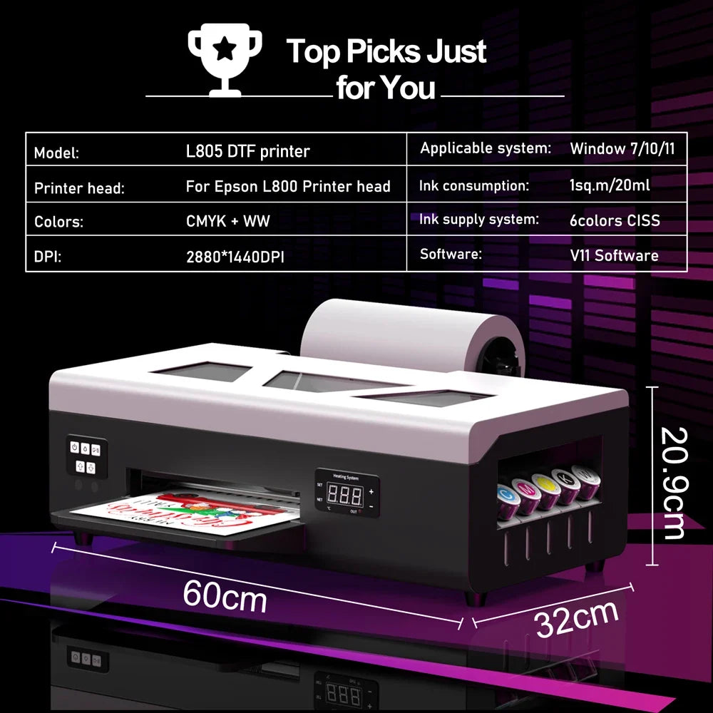 TOPPARTS DTF Printer Direct To Film Printing Machine For Clothes