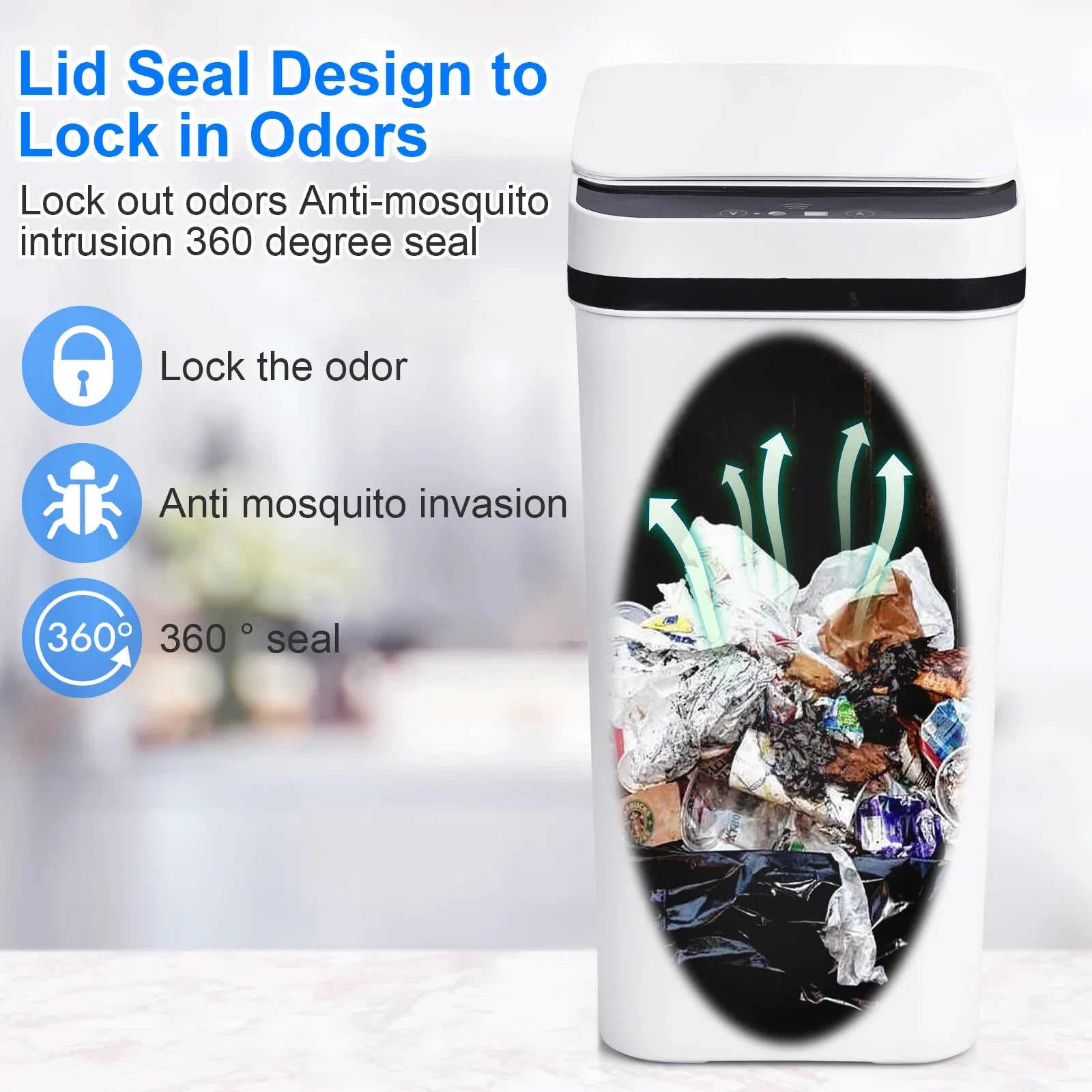 NONECN 2 Pack Touchless Motion Sensor Trash Cans With Lid