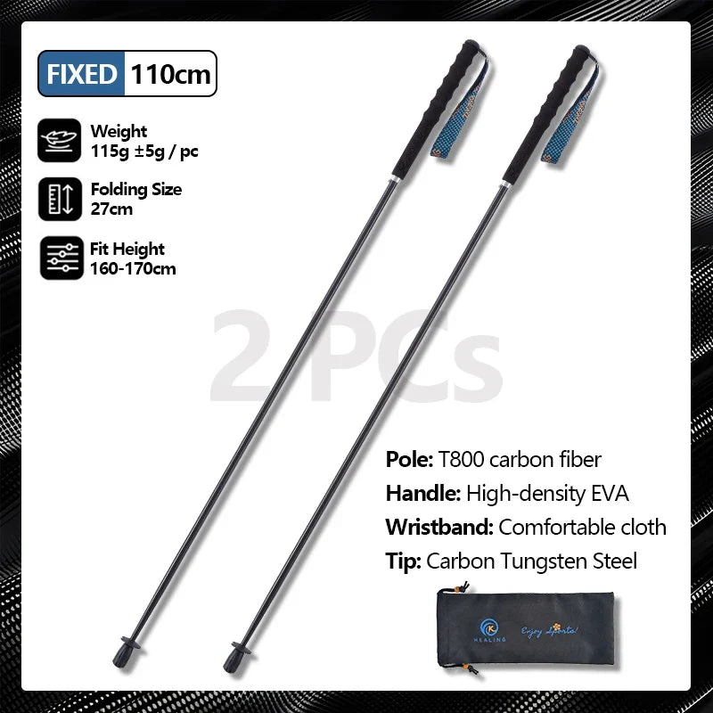OKHEALINGCN Carbon Fiber Hiking Poles Telescopic 2 Pack Lightweight